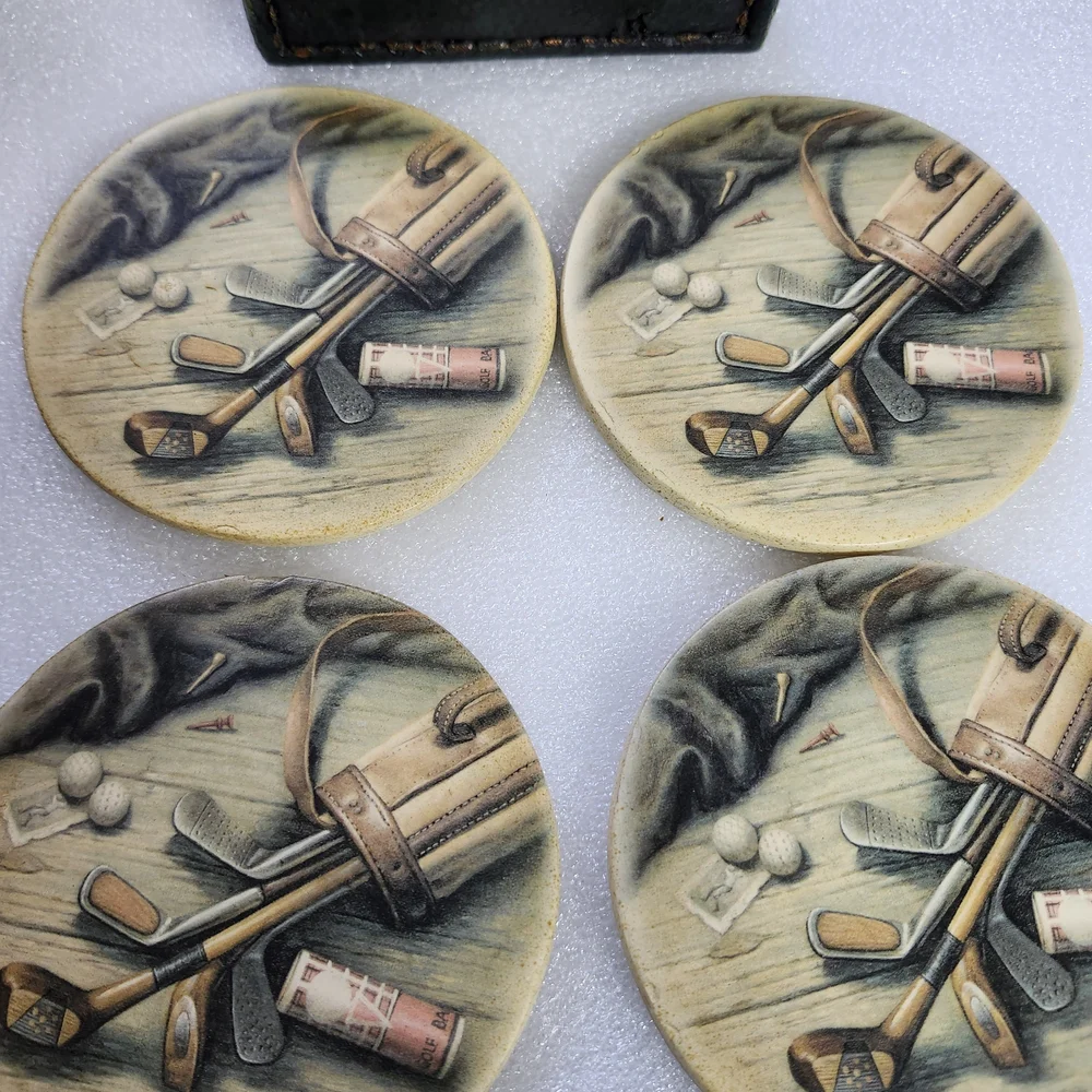 Hobby Lobby Golf Drink Coasters With Holder
